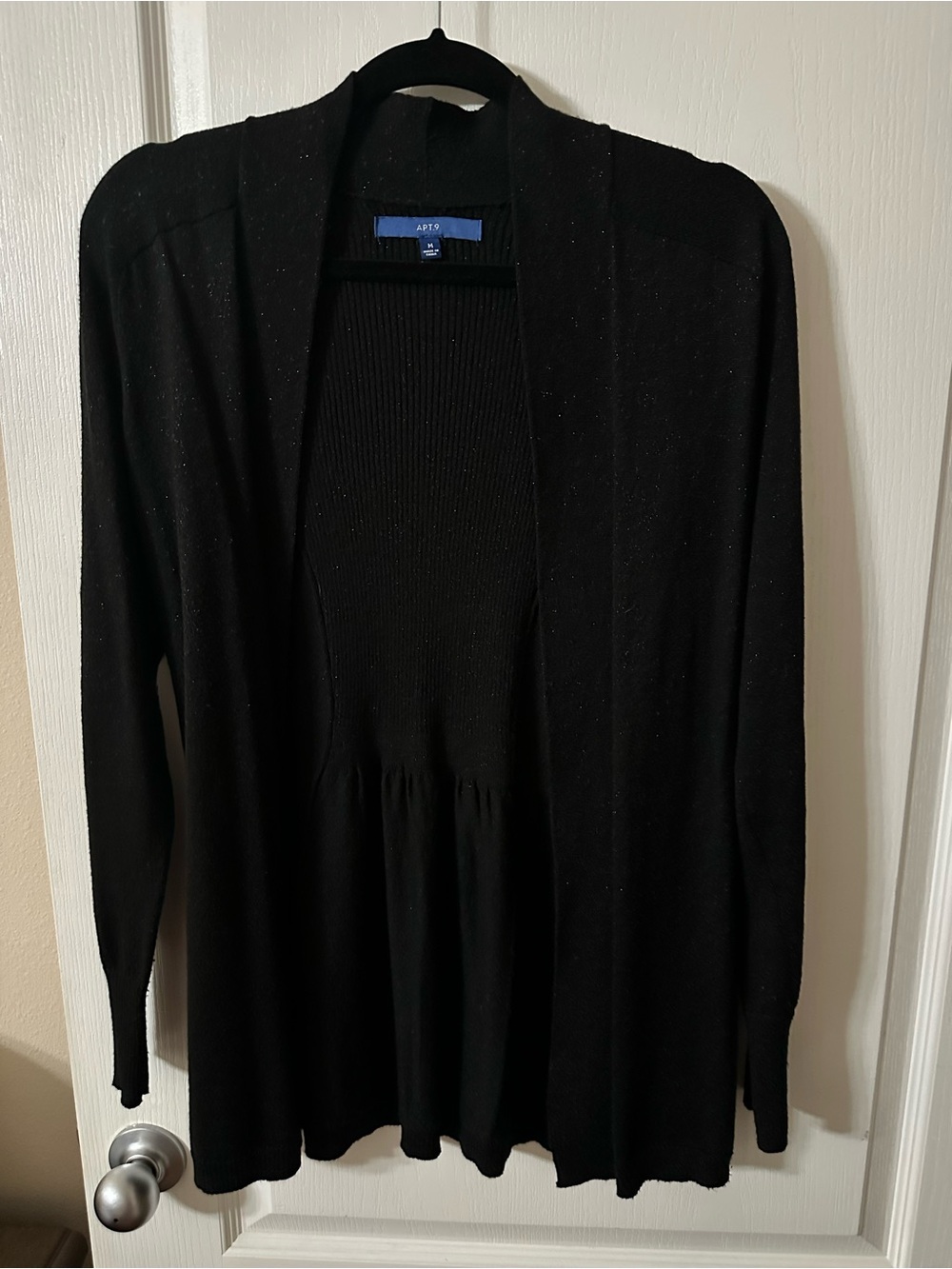 Apt. 9 Glittery Black Open-Front Women's Sweater Cardigan